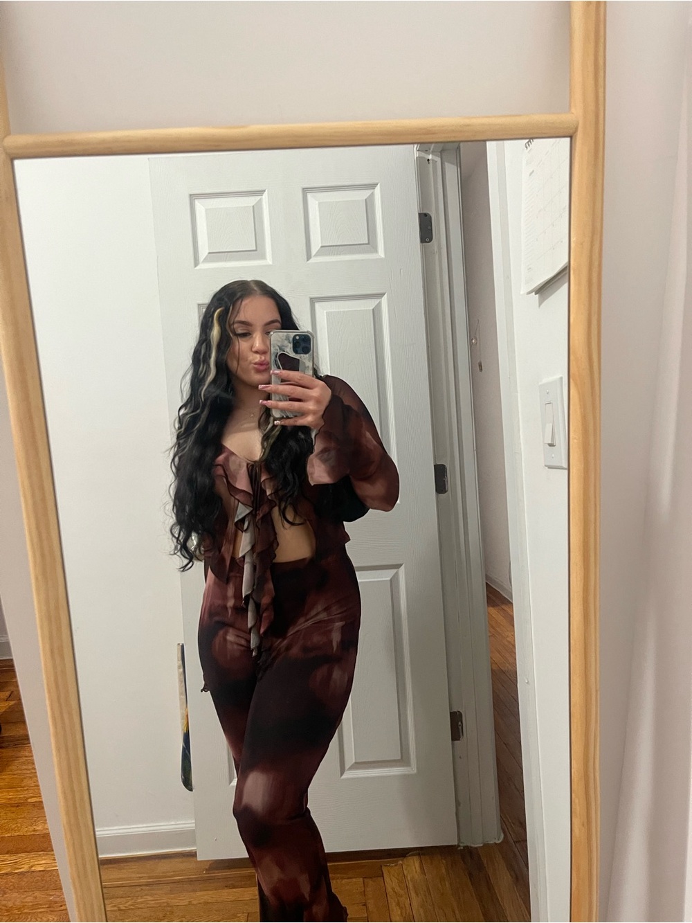Tie-Dye Two-Piece Set in Brown, purply, burgundy ish Black